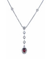 Necklace Ruby with Diamond in White Gold - French Love