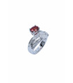 Ring with Diamond and Ruby in White Gold - Valentina